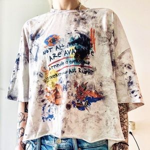 Large Urban Outfitters Oversized Cropped Graphic Tee